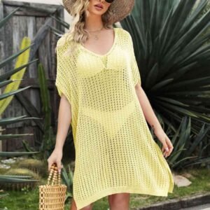 Viscose Openwork Side Slit Cover-Up Dress for Resort - image 6