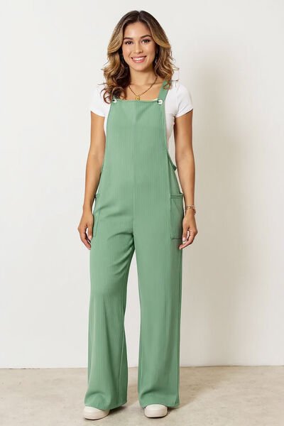 Wide Strap Overall Jumpsuit with Pockets for Resort Days - alternate view