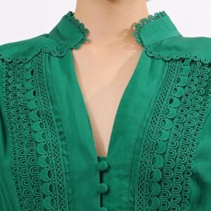 Lace Detail Puff Sleeve Maxi Dress with Sleeves - image 7