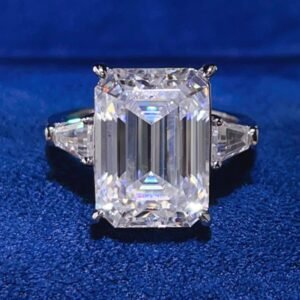 10 Carat Moissanite Sterling Silver Ring - Platinum Plated - image 2