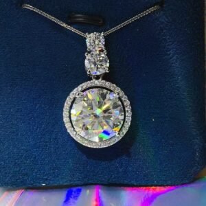 11.5 Carat Moissanite Sterling Silver Pendant Necklace - image 2