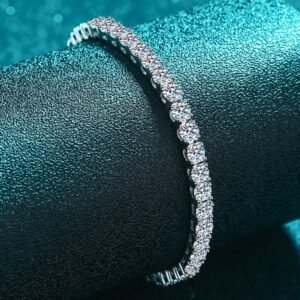 Italian Charm Bracelet - Moissanite Sterling Silver - image 1