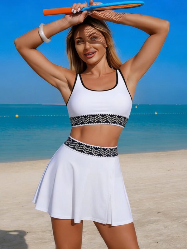 Contrast Trim Tank Skort Set - Lands End Swimming Costumes - alternate view