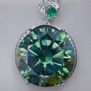 20 Carat Dark Green Moissanite Charm Necklace Sterling - image 3