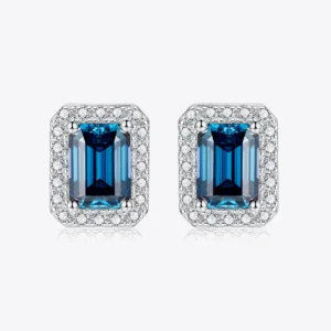 2 Carat Indigo Moissanite Stud Earrings Sterling Silver - image 5