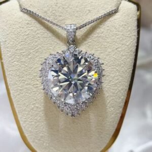 20 Carat Moissanite Pearl Necklace 925 Sterling Silver - image 1