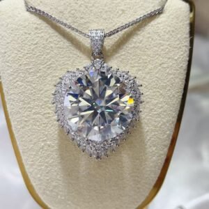 20 Carat Moissanite Pearl Necklace 925 Sterling Silver - image 3