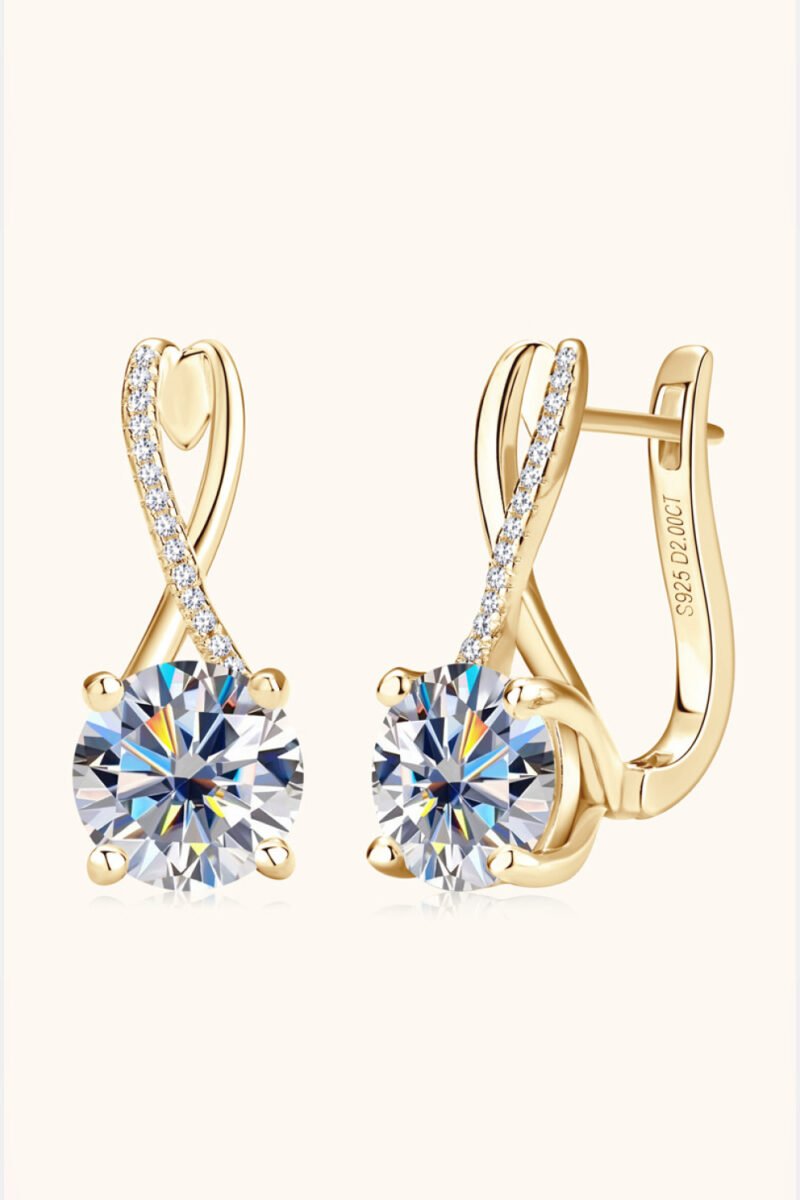 4 Carat Moissanite Sterling Silver Huggie Hoops