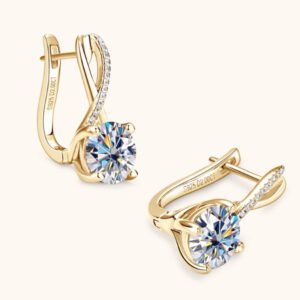 4 Carat Moissanite Sterling Silver Huggie Hoops - image 3