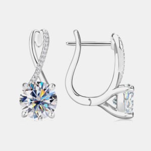 4 Carat Moissanite Sterling Silver Huggie Hoops - image 7