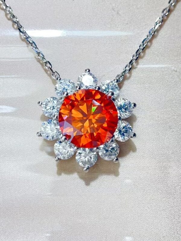 5 Carat Moissanite Pendant Necklace Sterling Silver - alternate view