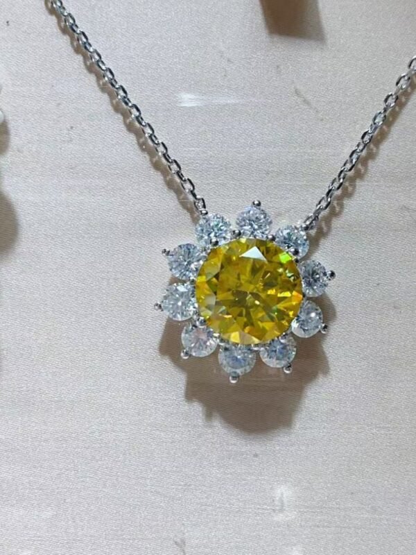 5 Carat Moissanite Pendant Necklace Sterling Silver - alternate view