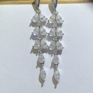 6 Carat Moissanite Sterling Silver Huggies - Bar Earrings - image 1