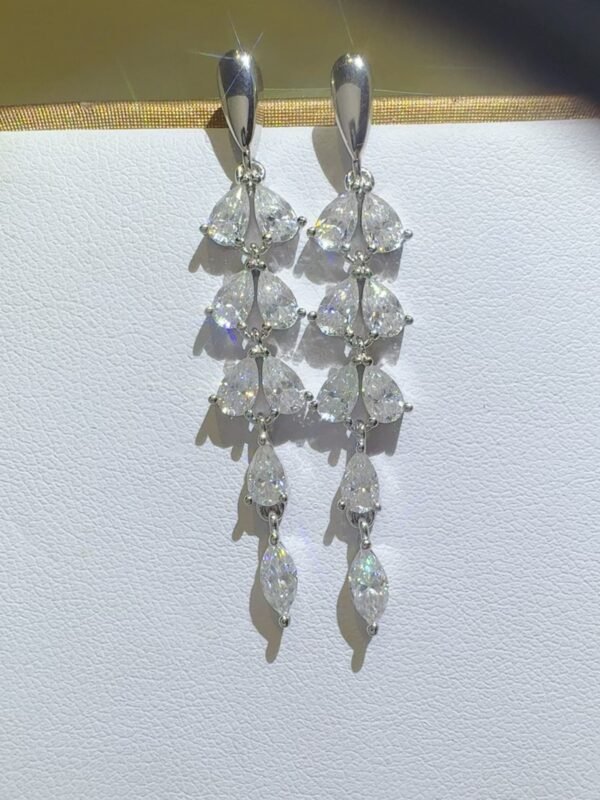 6 Carat Moissanite Sterling Silver Huggies - Bar Earrings - View 1