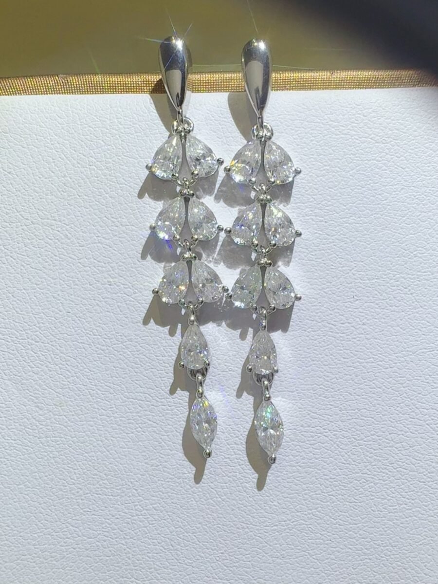 6 Carat Moissanite Sterling Silver Huggies - Bar Earrings