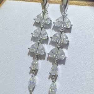 6 Carat Moissanite Sterling Silver Huggies - Bar Earrings - image 2