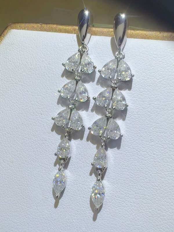 6 Carat Moissanite Sterling Silver Huggies - Bar Earrings - alternate view