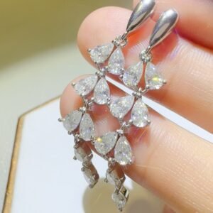 6 Carat Moissanite Sterling Silver Huggies - Bar Earrings - image 3