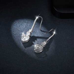 5.44 Carat Moissanite Heart Drop Earrings Sterling Silver - image 3