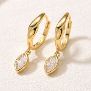 Charmed Hoops: 18K Gold Moissanite Hoop Drop Earrings - image 1