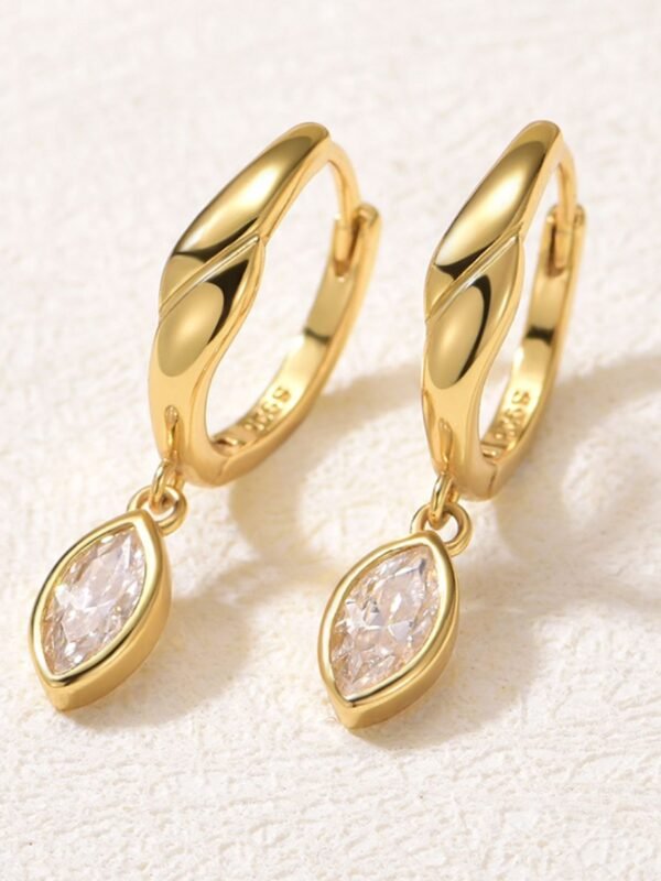 Charmed Hoops: 18K Gold Moissanite Hoop Drop Earrings - View 1