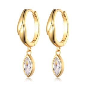 Charmed Hoops: 18K Gold Moissanite Hoop Drop Earrings - image 2