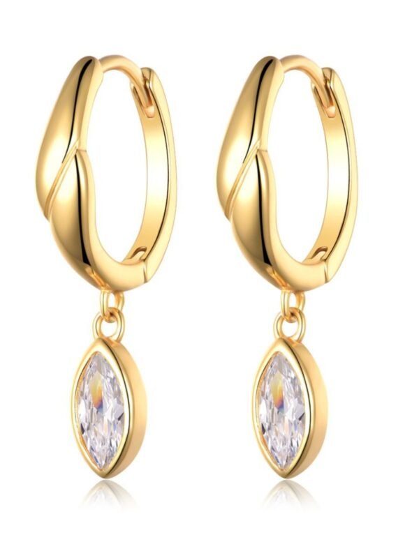 Charmed Hoops: 18K Gold Moissanite Hoop Drop Earrings - alternate view
