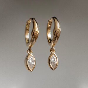 Charmed Hoops: 18K Gold Moissanite Hoop Drop Earrings - image 4
