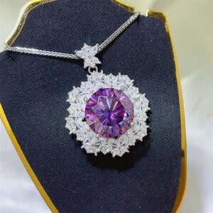10 Carat Moissanite Sterling Silver Necklace - Purple - image 1
