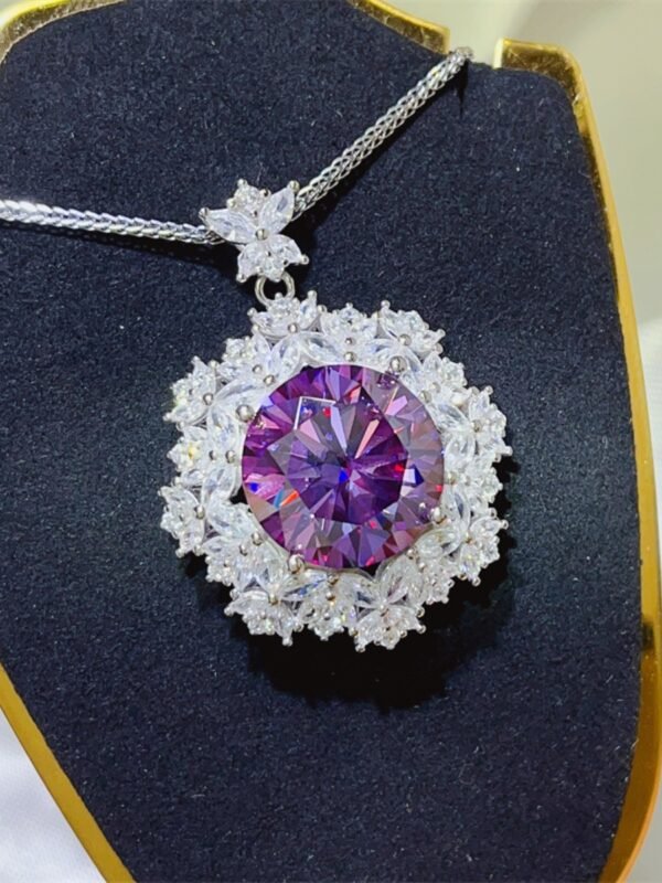 10 Carat Moissanite Sterling Silver Necklace - Purple | Lexazi