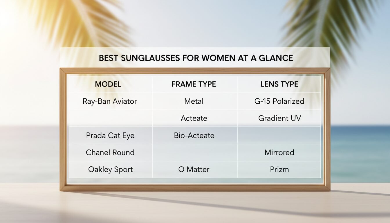 Comparison Table: Best Sunglasses for Women at a Glance - best sunglasses for women | LEXAZI