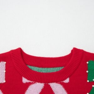Red Bow Pearl Christmas Sweater | Holiday Sweater Sets - image 6