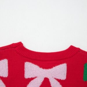 Red Bow Pearl Christmas Sweater | Holiday Sweater Sets - image 7