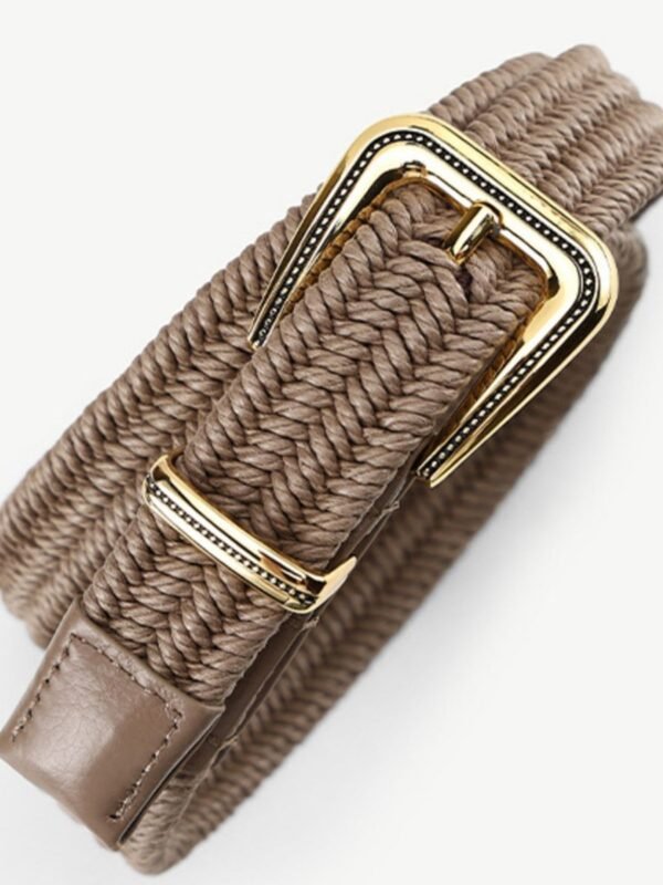 Belt Braided Elastic Stretch Waist - Khaki Woven | LEXAZI - View 1