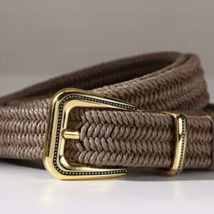 Belt Braided Elastic Stretch Waist - Khaki Woven - image 3