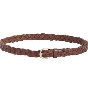 Cowhide Braided Leather Belt - Brown One Size - image 3