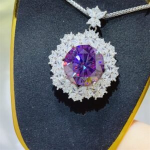 10 Carat Moissanite Sterling Silver Necklace - Purple - image 2