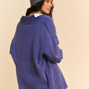 Cardigan Davi Dani Azure Cotton Shawl Collar Button Up - image 2