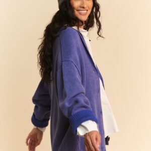 Cardigan Davi Dani Azure Cotton Shawl Collar Button Up - image 3