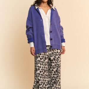 Cardigan Davi Dani Azure Cotton Shawl Collar Button Up - image 4