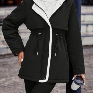 Summer Wear Jackets: Drawstring Hooded Outerwear - Black - image 2