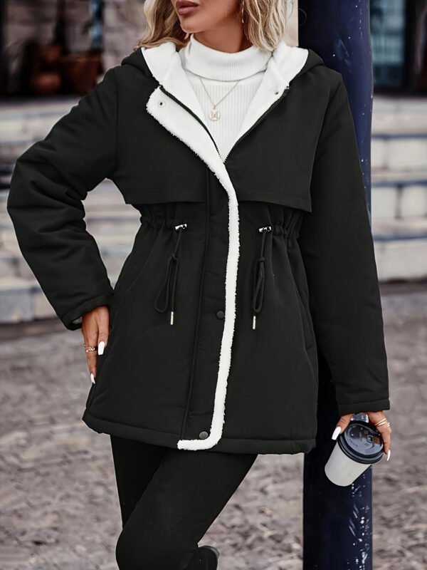 Summer Wear Jackets: Drawstring Hooded Outerwear - Black - alternate view