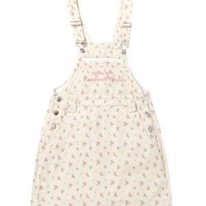 Floral Print Square Neck Overall Dress - Cotton Resort Wear - image 1
