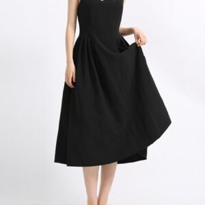 Flower Scoop Neck Sleeveless Maxi Dress - Black & Red - image 1