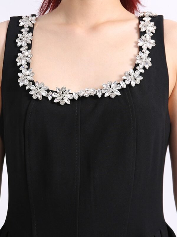 Flower Scoop Neck Sleeveless Maxi Dress - Black & Red - alternate view