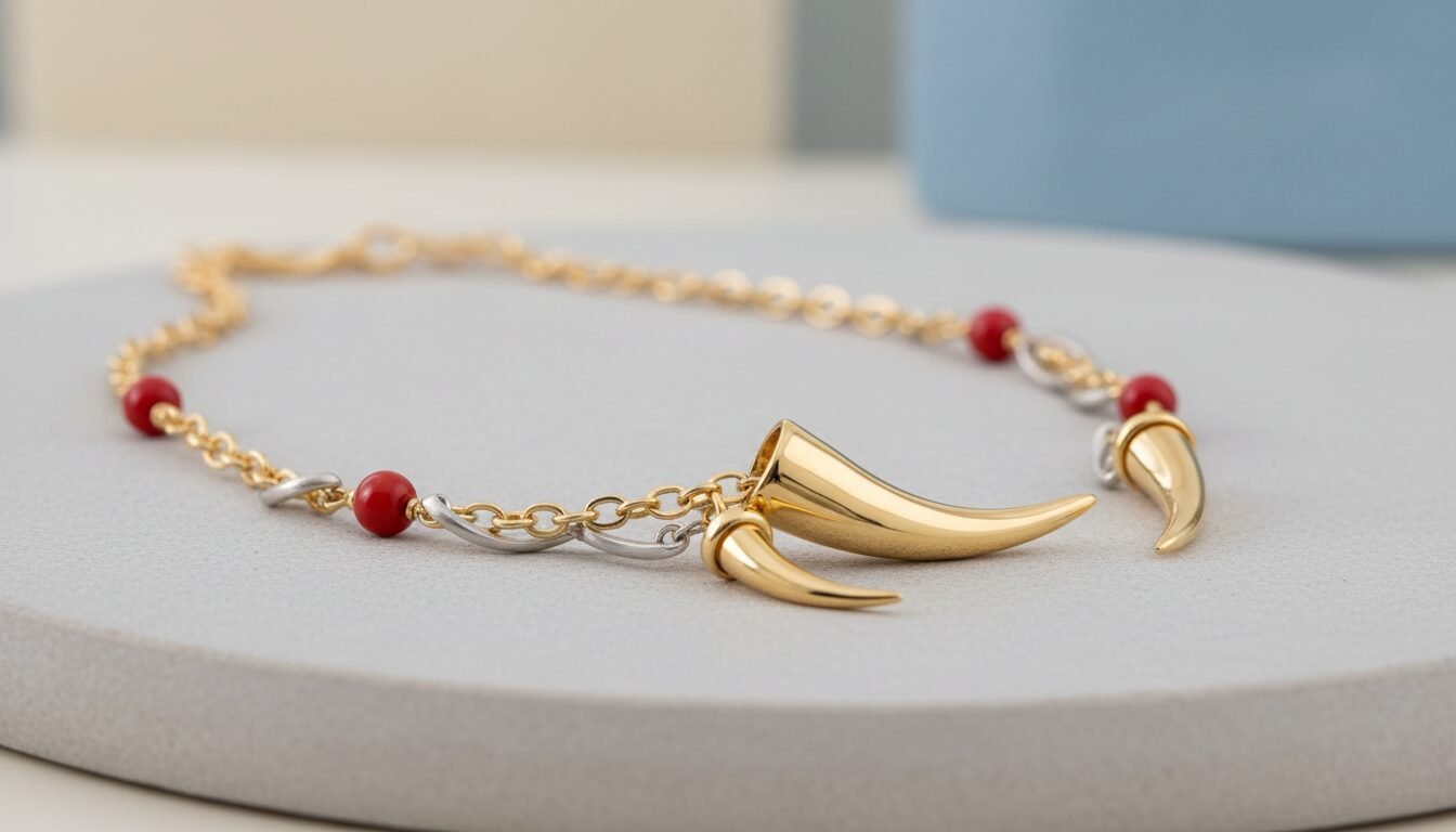 Materials and Craftsmanship: Gold, Silver, and Coral - italian horn necklace | LEXAZI