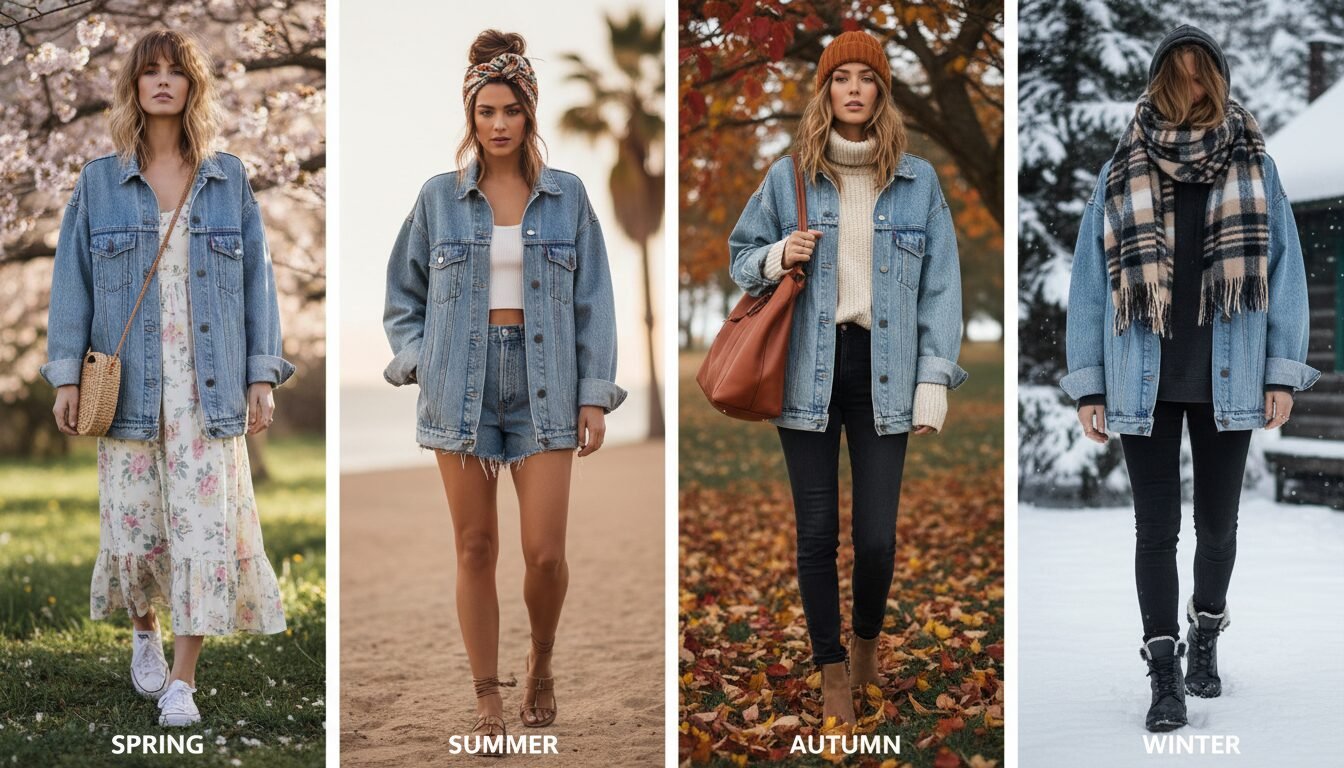 How to Style an Oversized Denim Jacket for Every Season - jacket jeans oversized | LEXAZI