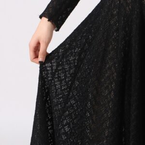 Lace Mock Neck Maxi Gown with Long Sleeves - Black - image 7