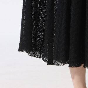 Lace Mock Neck Maxi Gown with Long Sleeves - Black - image 9