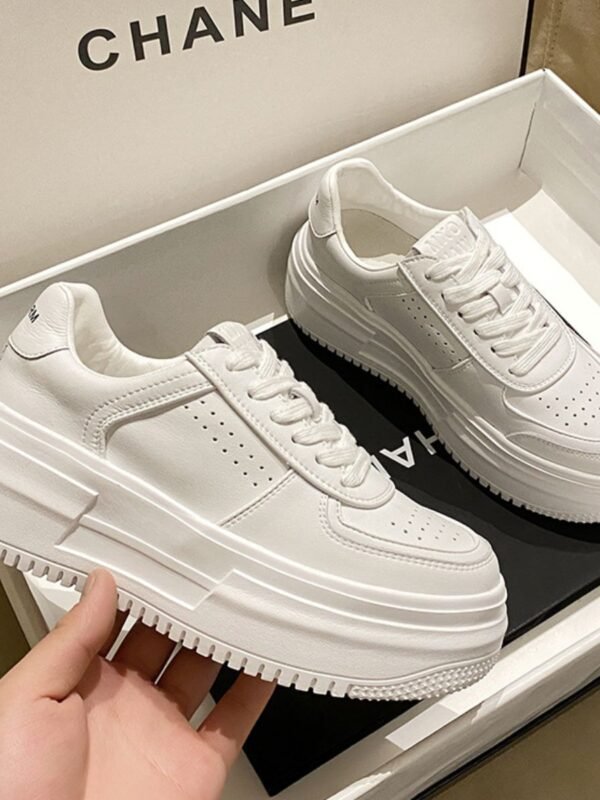 Comfortable Sneakers for Women - Lace Up Platform White - View 1